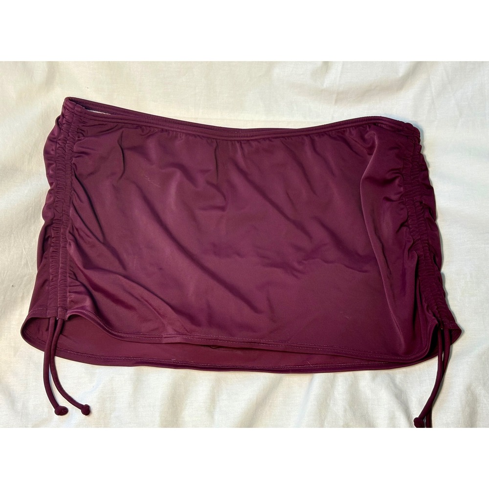 Victorias Secret Swim Skirt Ruched Side Tie Bikini Bottom Plum Purple Womens XL